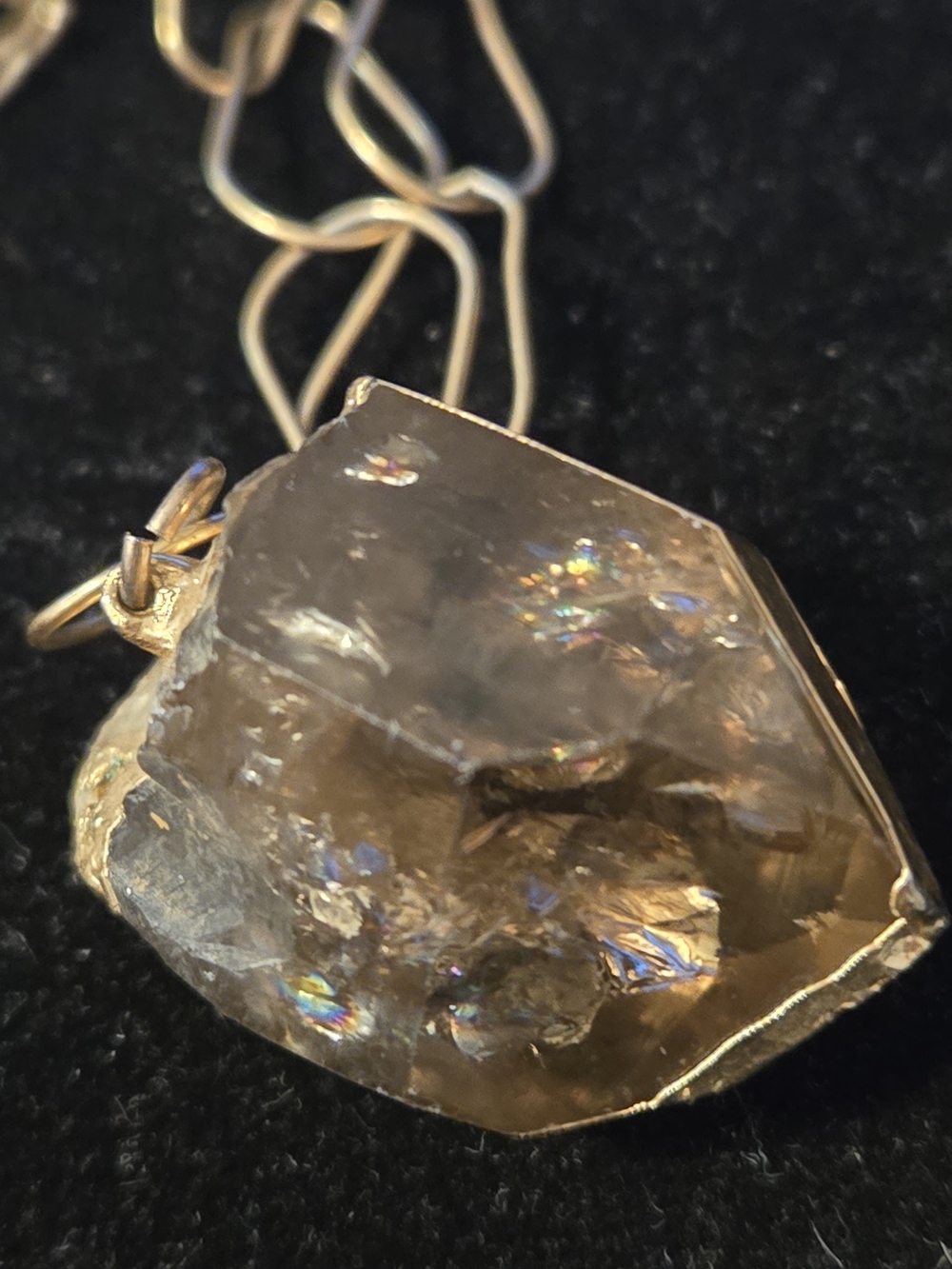 Gold-Trim AMETHYST NATURAL STONE Pendant Necklace - Women Jewelry